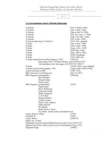 Malcolm Muggeridge Papers (microfilm edition ... - Hoover Institution