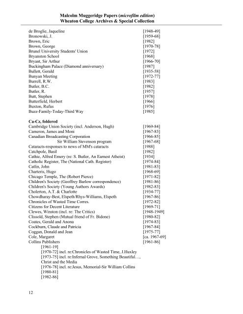 Malcolm Muggeridge Papers (microfilm edition ... - Hoover Institution