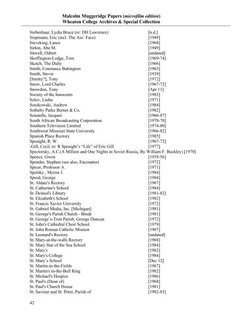 Malcolm Muggeridge Papers (microfilm edition ... - Hoover Institution