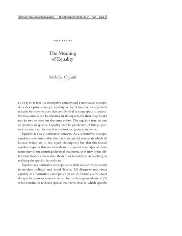 The Meaning of Equality - Hoover Institution