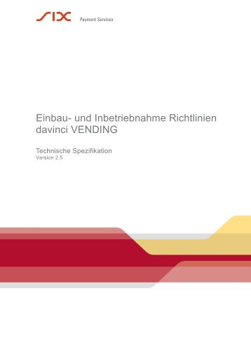 Einbau- und Inbetriebnahme Richtlinien davinci VENDING