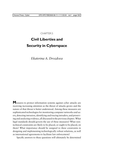 Civil Liberties and Security in Cyberspace - Hoover Institution