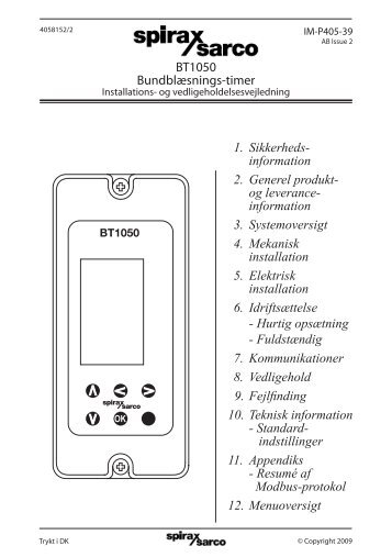 BT1050 Boiler Blowdown Timer - Spirax Sarco