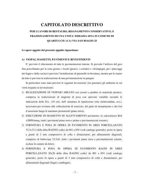 CAPITOLATO DESCRITTIVO - NuoveCostruzioni.it