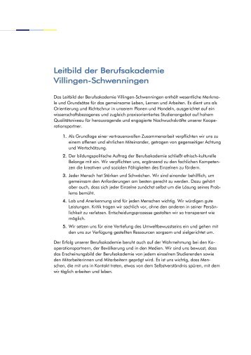 Leitbild der Berufsakademie Villingen-Schwenningen - Willi