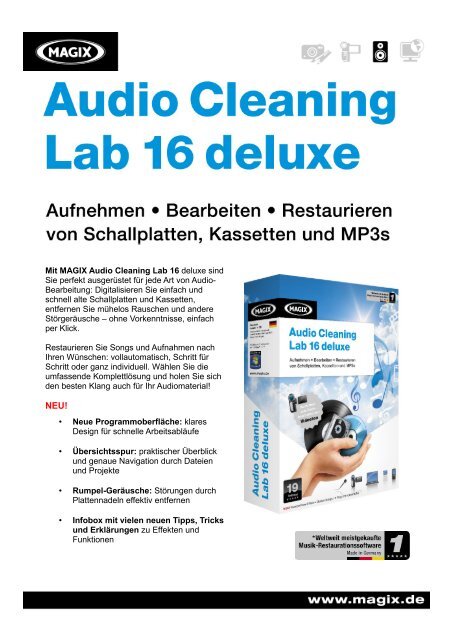 Mit MAGIX Audio Cleaning Lab 16 deluxe sind Sie perfekt ...