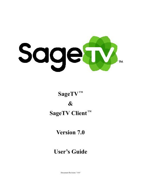 SageTV User's Guide