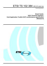 TS 102 384 - V6.5.0 - Smart Cards; UICC-Terminal interface ... - ETSI