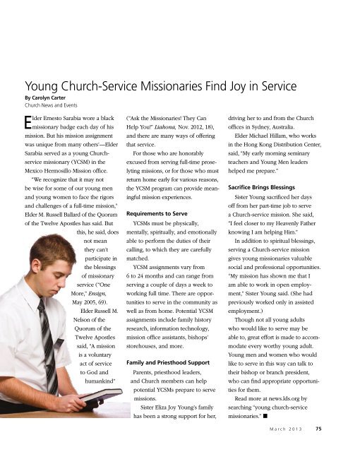 March 2013 Ensign - The Church of Jesus Christ of Latter-day Saints