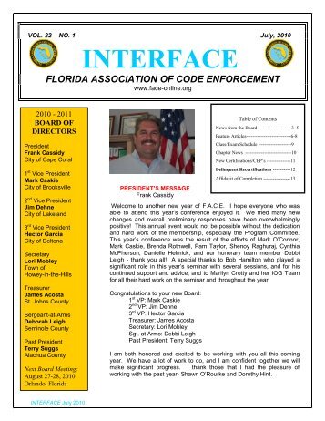 July 2010 Interface - Florida Association of Code Enforcement