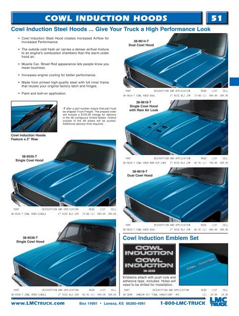 51 cowl induction hoods - LMC Truck