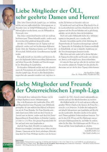 10 Jahre Österreichische Lymph-Liga Vorträge der ...