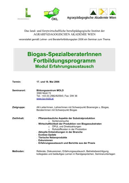 Programm Biogas Mai 06 - ÖKL