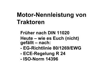 Motor-Nennleistung von Traktoren