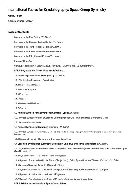 International Tables for Crystallography: Reciprocal Space
