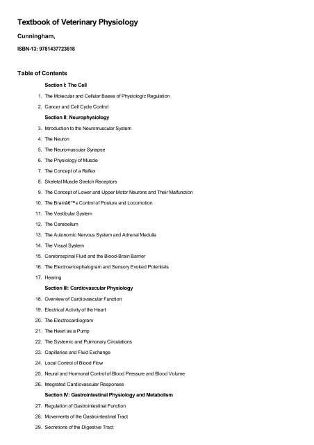 Table of Contents for (9781437723618) Textbook of Veterinary ...