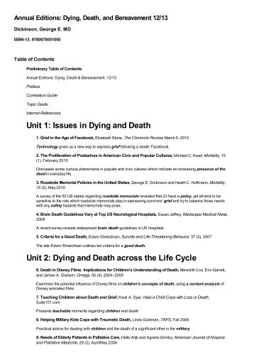 Annual Editions: Dying, Death, and Bereavement 12/13 by ...