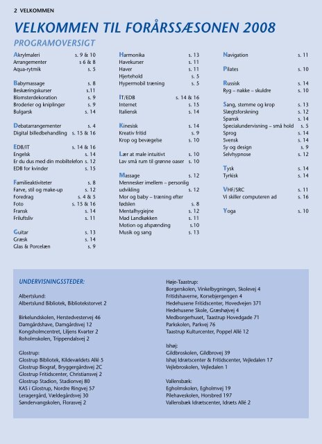 AOF Vestegnen KURSER FOREDRAG OPLEVELSER FORÅR 2008