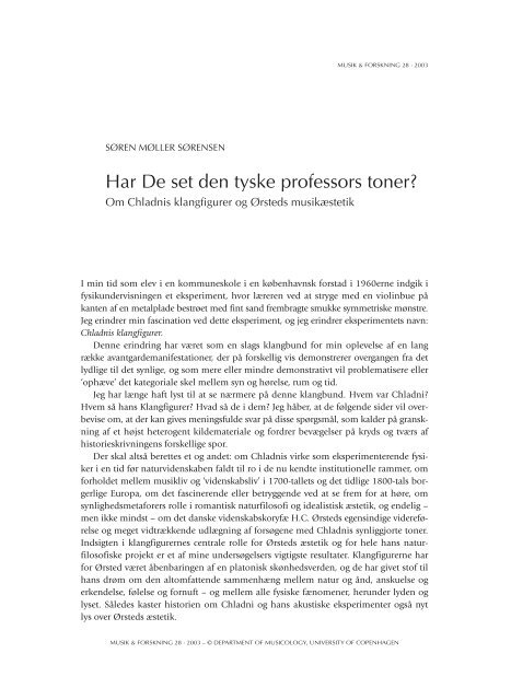 Har De set den tyske professors toner? - Musikvidenskab