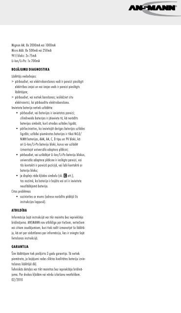 Instrucciones de Manejo | PDF - Ansmann