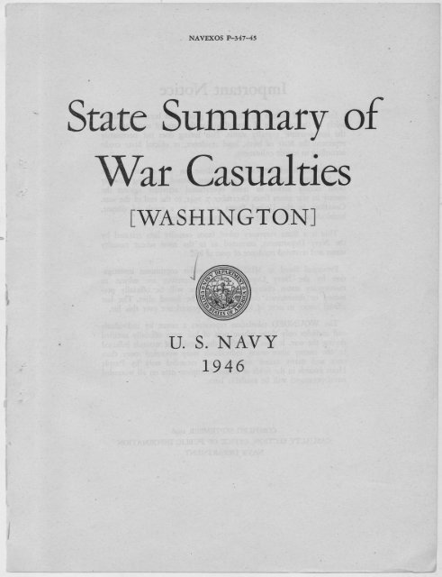 State Summary of ' War Casualties