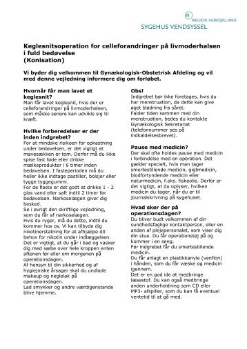 Keglesnitsoperation for celleforandringer på livmoderhalsen i fuld ...