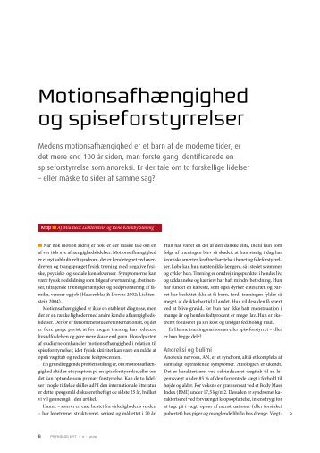 Motionsafhængighed og spiseforstyrrelser - Elbo