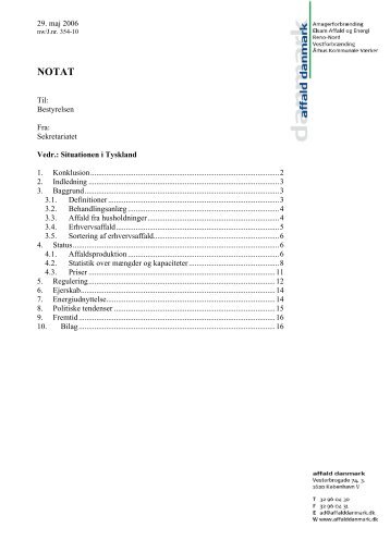 Notat om affaldssituationen i Tyskland - affald danmark