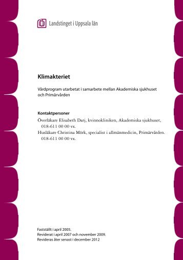 Vårdprogram klimakteriet (pdf) - Landstinget i Uppsala län