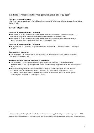 Guideline for små biometrier ved gestationsalder under 22 ... - DFMS