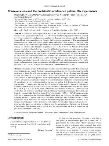 Consciousness and the double-slit interference pattern - Dean Radin