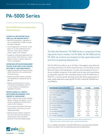 PA-5000 Series Specsheet - Palo Alto Networks