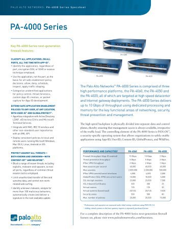 PA-4000 Series Specsheet - Palo Alto Networks