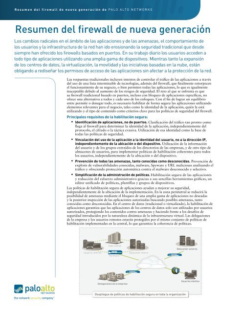 Resumen del firewall de nueva generación - Palo Alto Networks