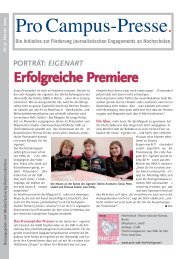 Erfolgreiche Premiere - Pro Campus-Presse.