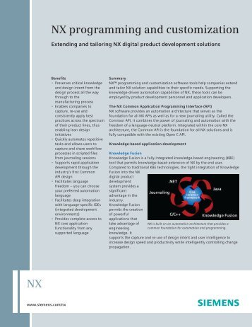 NX Programming and Customization Fact Sheet - Siemens