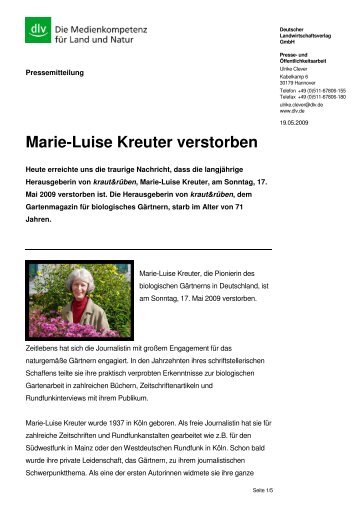 Marie-Luise Kreuter verstorben