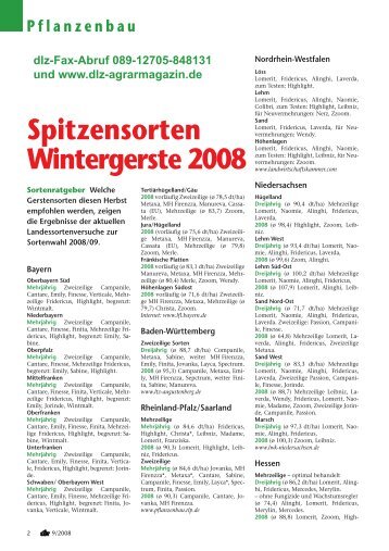 Spitzensorten Wintergerste 9/08