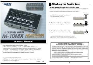 Owner's Manual Attaching the Ferrite Core - Roland