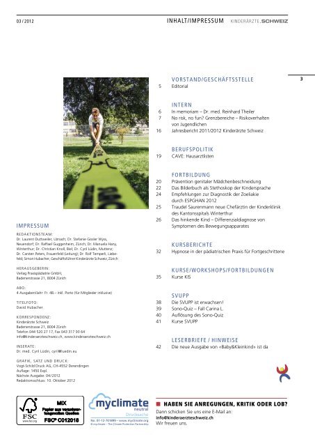 Nr. 3/2012 (pdf) - Kinderärzte Schweiz