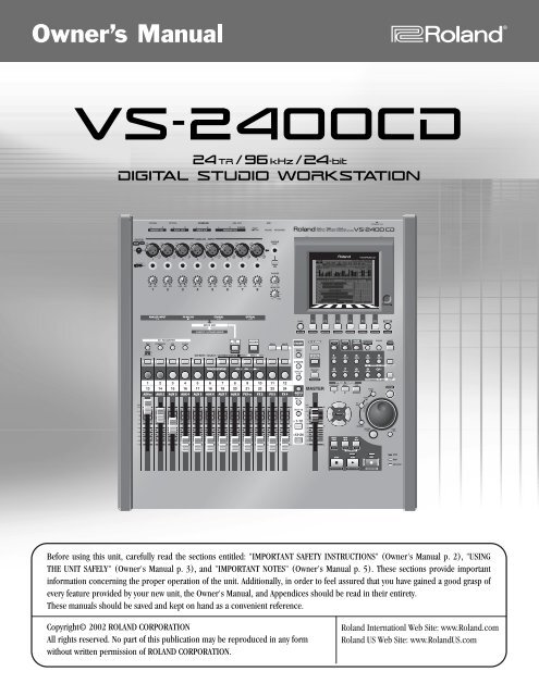 Owners Manual Vs 2400cd Om Pdf Roland