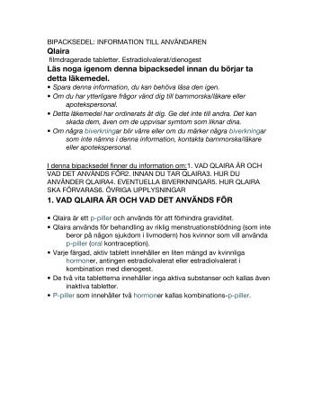 Läs bi packsedel för Qlaira - euroClinix.se
