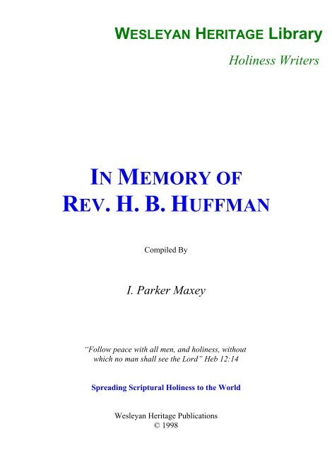 In Memory Of Rev. H.B. Huffman - Media Sabda Org