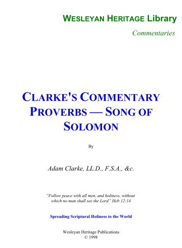 Clarke's Commentary - Proverbs - Song Of ... - Media Sabda Org