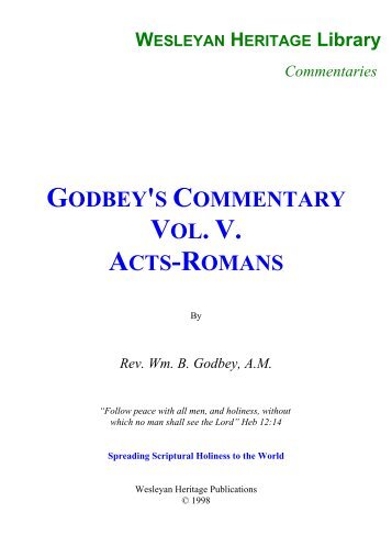 Godbey's Commentary - Acts - Romans - Enter His Rest