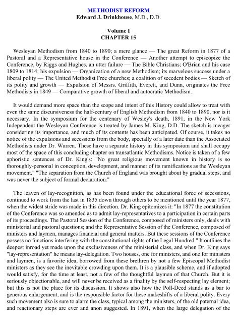 History Of Methodist Reform, Volume I - Media Sabda Org