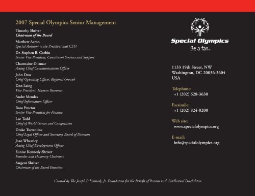 2007 Annual Report - Special Olympics