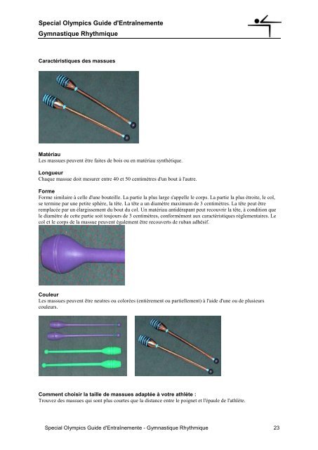 Guide d'entraînement de la gymnastique rythmique - Special Olympics