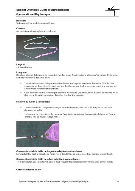 Guide d'entraînement de la gymnastique rythmique - Special Olympics