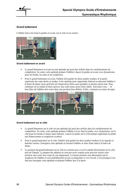 Guide d'entraînement de la gymnastique rythmique - Special Olympics